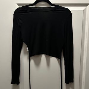 Black long sleeve open back